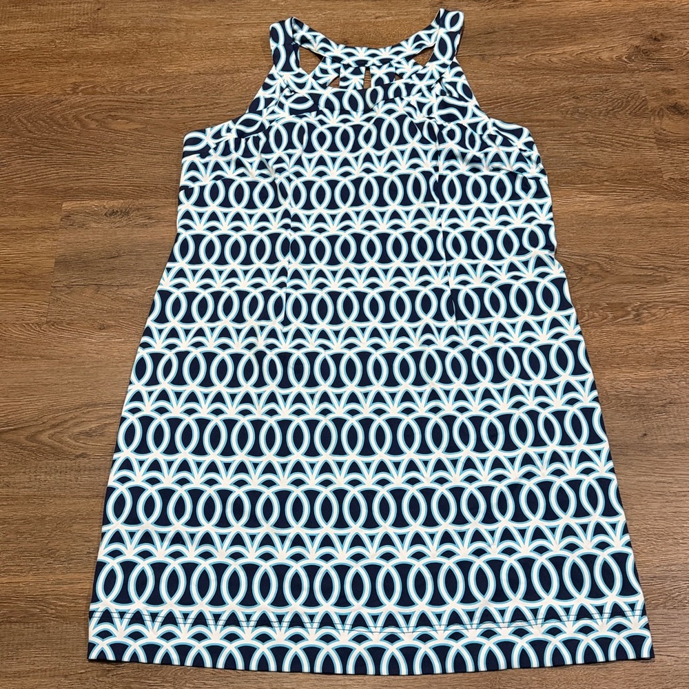 Lulu-B Navy & Light Blue Geometric Tank Dress - Picture 2 of 6